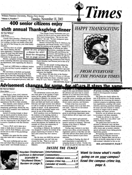 HAPPY THANKSGIVING by Joe Wilson "The Passaic County Freeholders Also Give Staff Writer