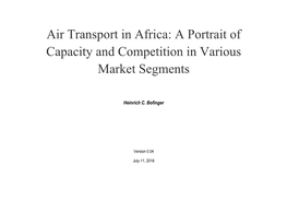 Air Transport in Africa: a Portrait of Capacity and Competition in Various Market Segments