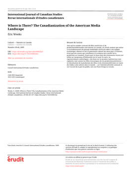 The Canadianization of the American Media Landscape Eric Weeks