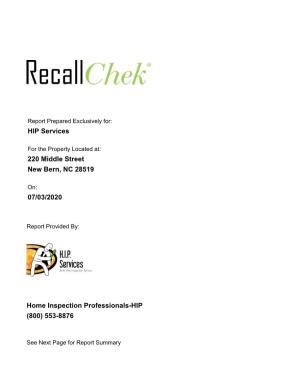 Recall Report Was Released by the Manufacturer