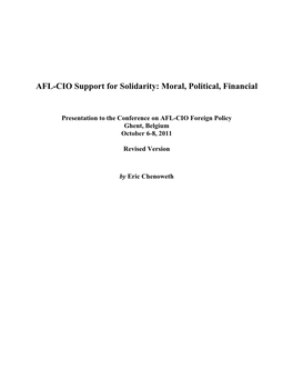 AFL-CIO Support for Solidarity: Moral, Political, Financial