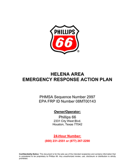 Helena Area Emergency Response Action Plan
