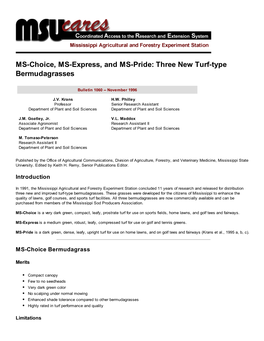 MS-Choice, MS-Express, and MS-Pride: Three New Turf-Type Bermudagrasses