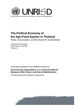 The Political Economy of the Agri-Food System in Thailand Power, Accumulation, and the Search for Sustainability