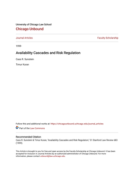 Availability Cascades and Risk Regulation