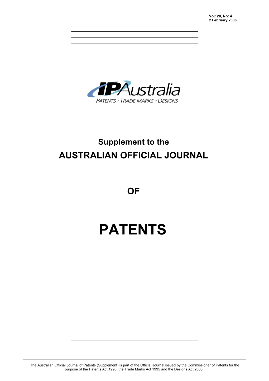 Australian Official Journal Of