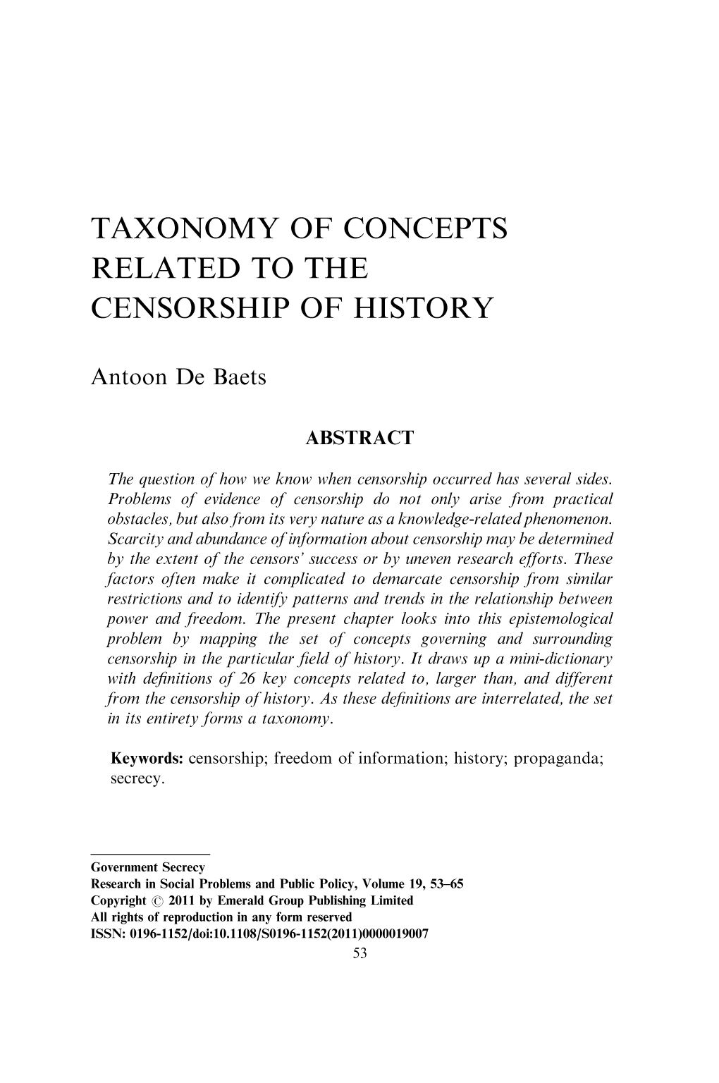 Censorship and History Since 1945