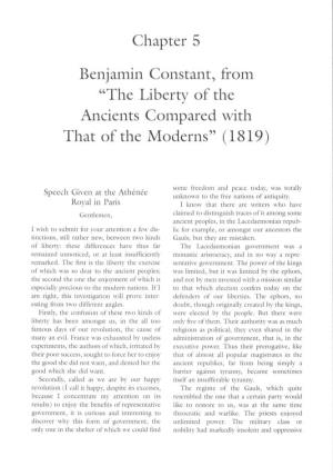 Chapter 5 "The Liberty of the Ancients Compared with That of the Moderns