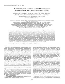 Molecular Systematics of Orchids