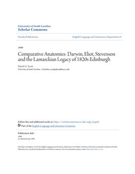 Darwin, Eliot, Stevenson and the Lamarckian Legacy of 1820S Edinburgh Patrick G