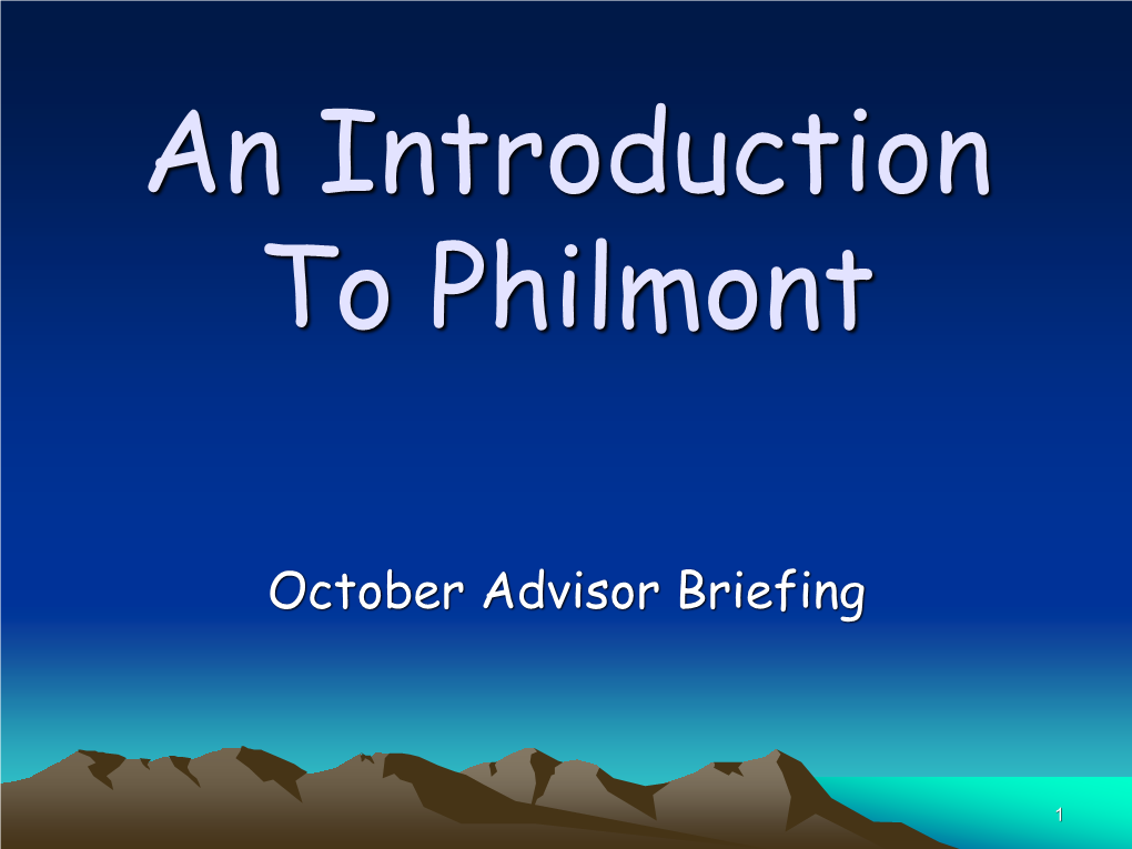 An Introduction to Philmont (October)