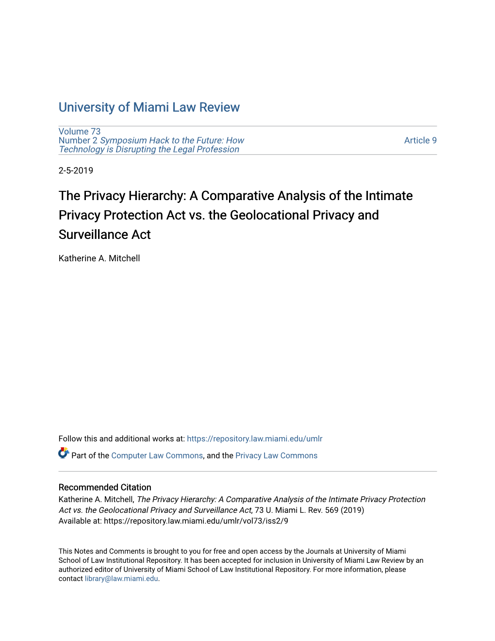 A Comparative Analysis of the Intimate Privacy Protection Act Vs. the Geolocational Privacy and Surveillance Act
