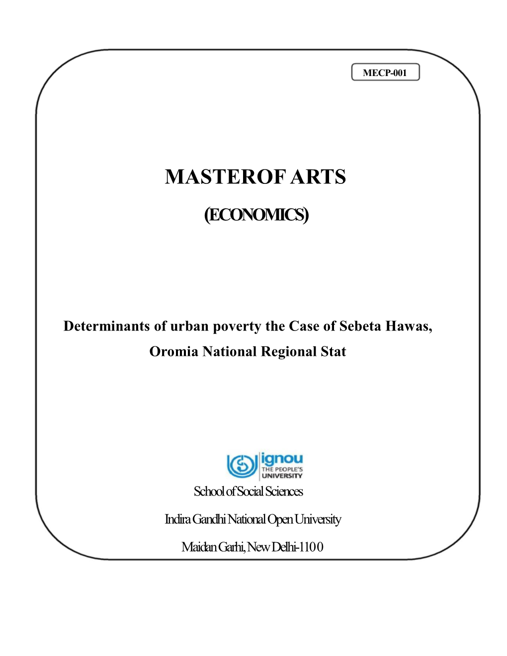 Masterof Arts (Economics)