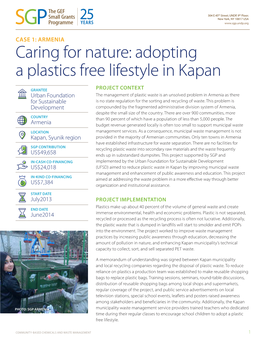 ARMENIA Caring for Nature: Adopting a Plastics Free Lifestyle in Kapan