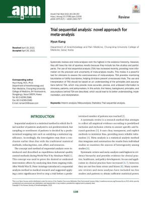 Trial Sequential Analysis: Novel Approach for Meta-Analysis