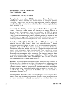 NHS Training Grades 1948-2005