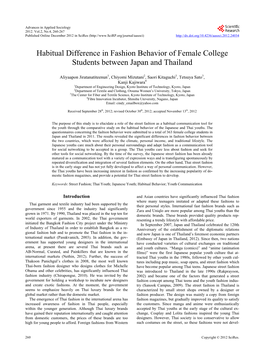 Habitual Difference in Fashion Behavior of Female College Students Between Japan and Thailand