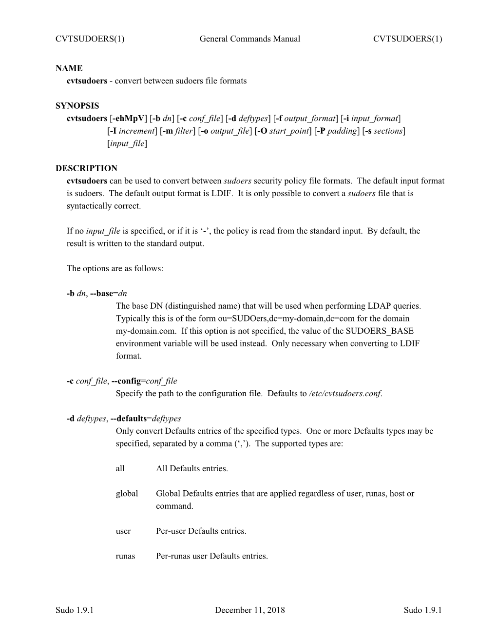 Convert Between Sudoers File Formats SYNOPSIS