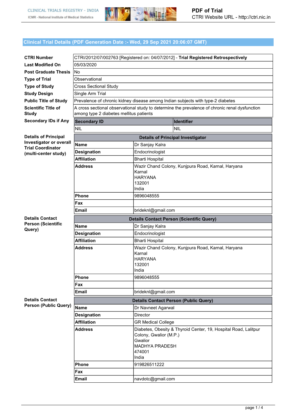 PDF of Trial CTRI Website URL