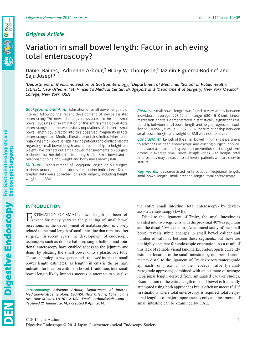 Variation in Small Bowel Length: Factor in Achieving Total Enteroscopy?