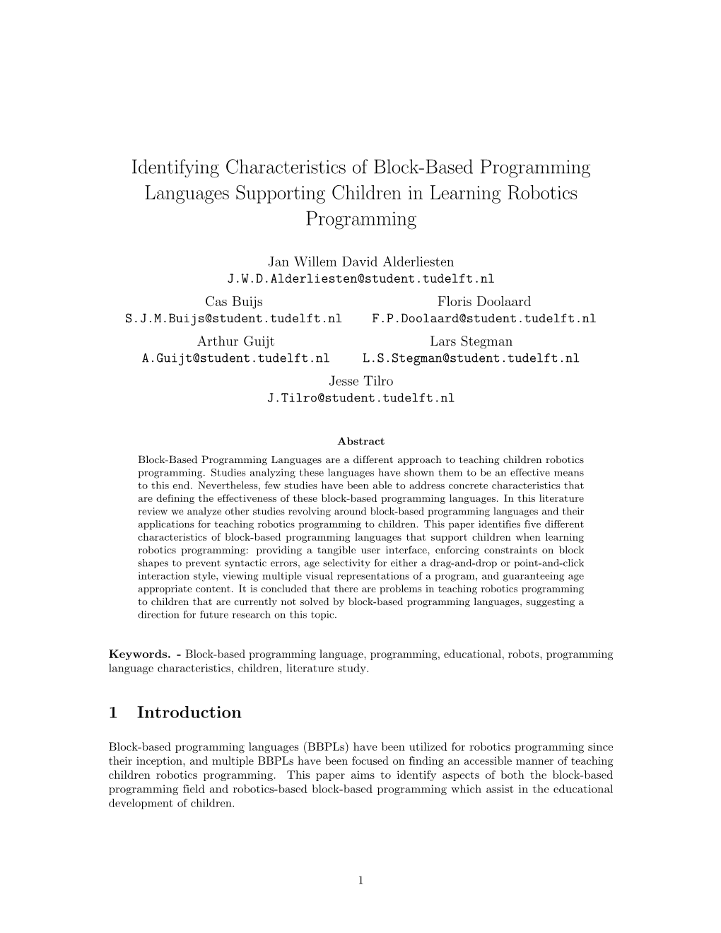 Identifying Characteristics of Block-Based Programming Languages Supporting Children in Learning Robotics Programming