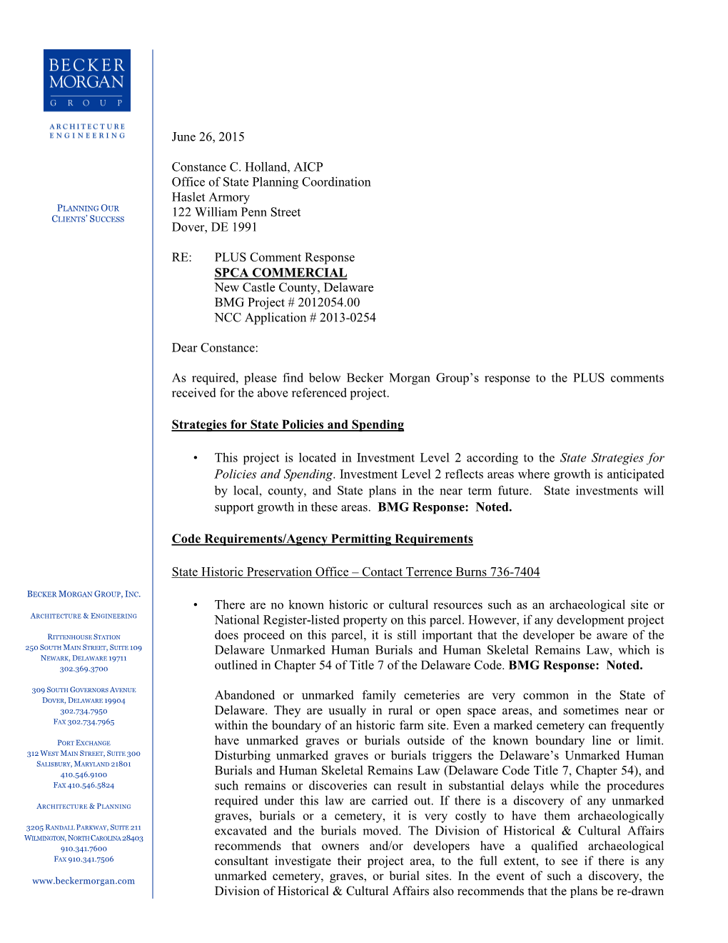 June 26, 2015 Constance C. Holland, AICP Office of State Planning