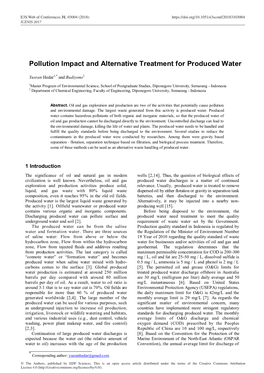 Pollution Impact and Alternative Treatment for Produced Water