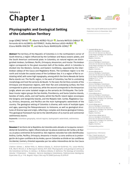 Physiographic and Geological Setting of the Colombian Territory