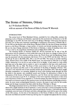 The Stones of Stenness, Orkney by J N Graham Ritchie with an Account of the Stone of Odin by Ernest W Marwick