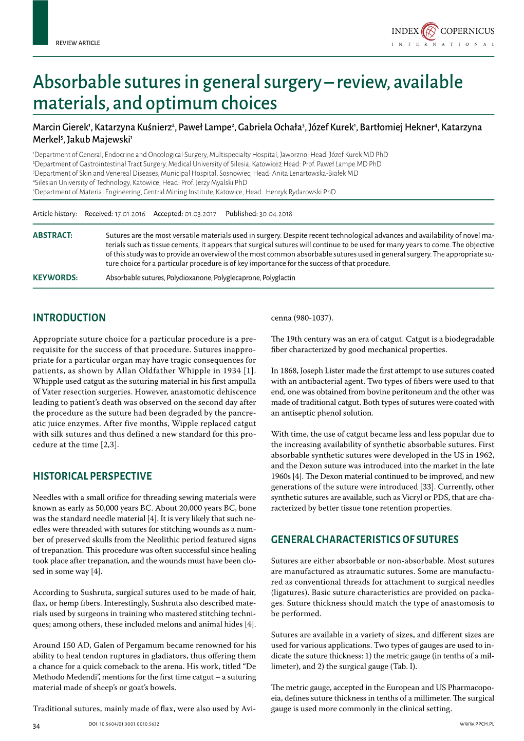 Absorbable Sutures in General Surgery