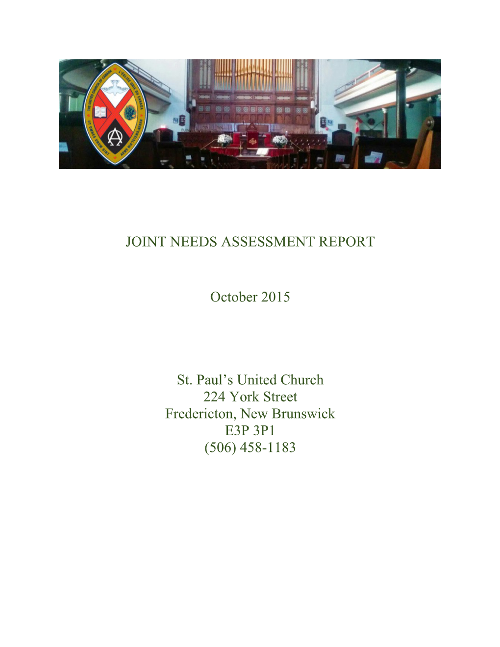 Joint Needs Assessment Report