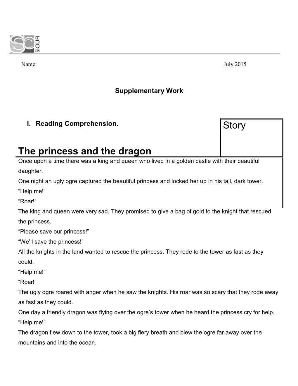 The Princess and the Dragon Story