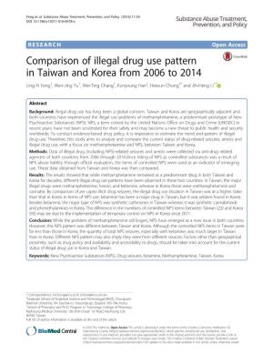 Comparison of Illegal Drug Use Pattern in Taiwan and Korea from 2006 To