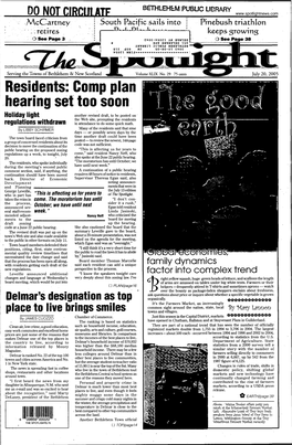 Residents: Comp Plan Hearing Set Too Soon Holiday Light Another Revised Draft, to Be Posted On