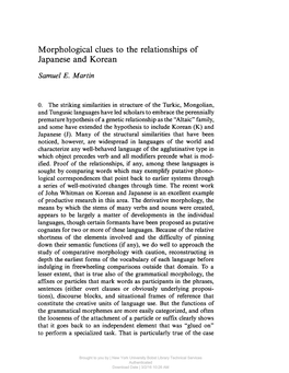 Morphological Clues to the Relationships of Japanese and Korean