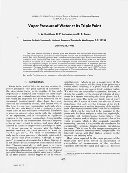 Vapor Pressure of Water at Its Triple Point