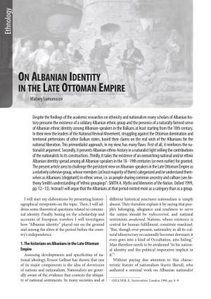 On Albanian Identity in the Late Ottoman Empire