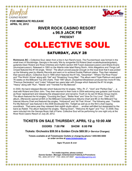 Collective Soul Saturday, July 28
