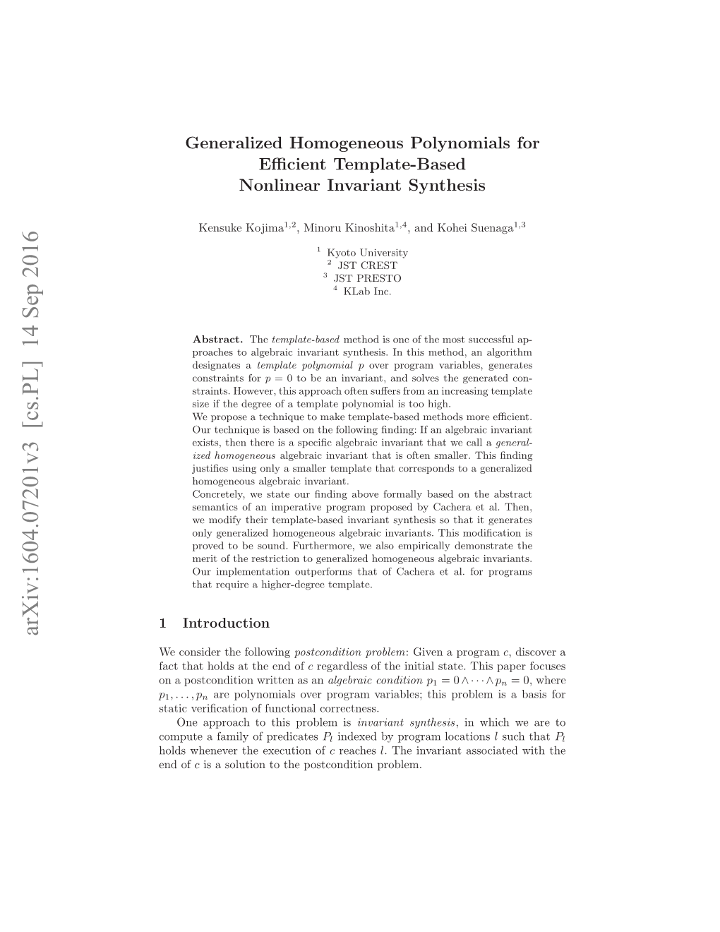Generalized Homogeneous Polynomials for Efficient Template