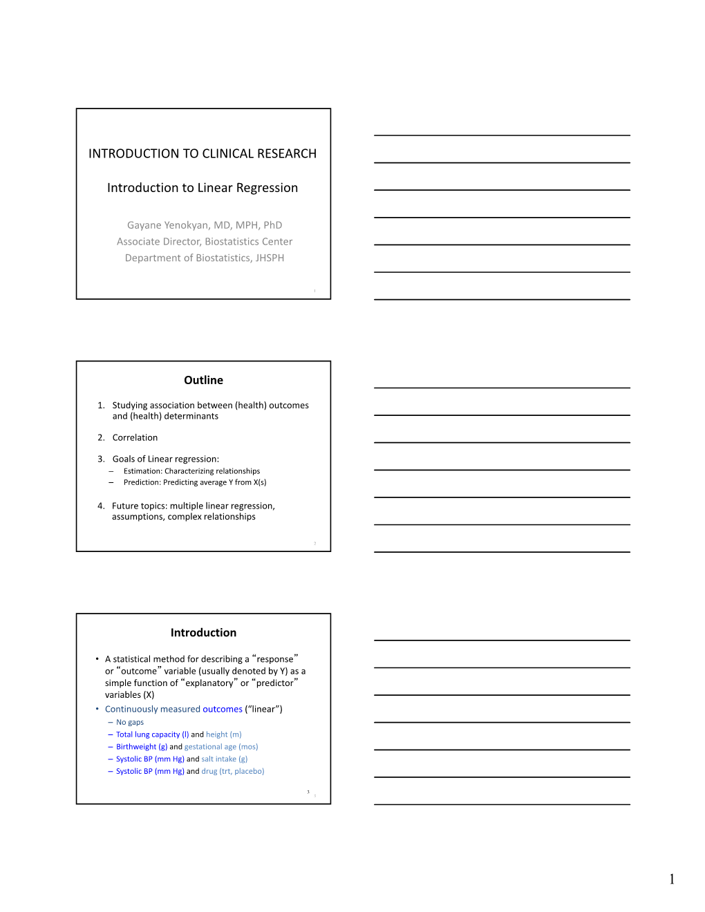 INTRODUCTION to CLINICAL RESEARCH Introduction to Linear