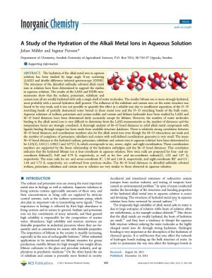 A Study of the Hydration of the Alkali Metal Ions in Aqueous Solution