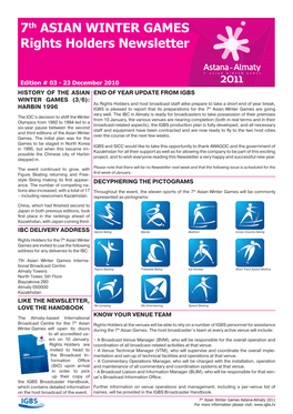 7Th ASIAN WINTER GAMES Rights Holders Newsletter