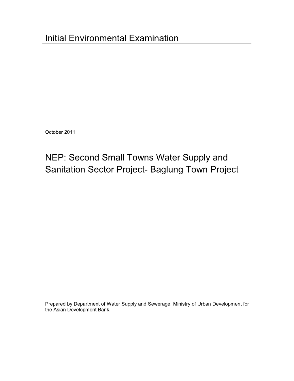 Second Small Towns Water Supply and Sanitation Sector Project- Baglung Town Project