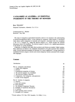 Categories As Algebra: an Essential Ingredient in the Theory of Monoids