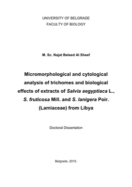 Microscopic Characteristics and Biological Effects of Extracts of Selected Libyan Salvia Species