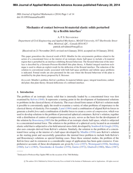 Mechanics of Contact Between Bi-Material Elastic Solids Perturbed by a ﬂexible Interface† Downloaded from A