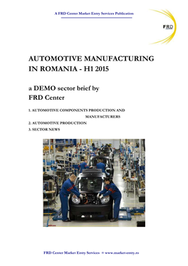 Automotive Manufacturing in Romania H1 2015