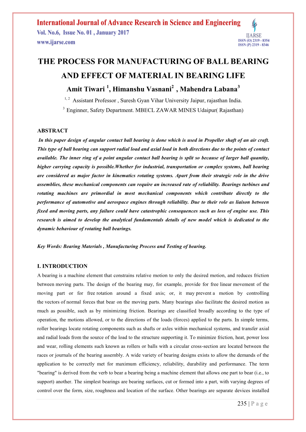 The Process for Manufacturing of Ball