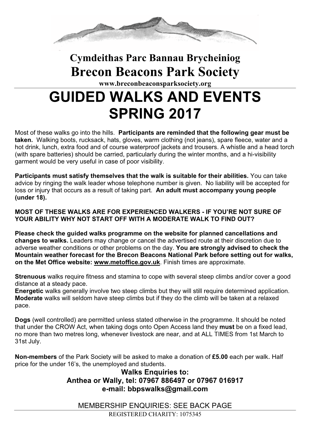 Guided Walks and Events Spring 2017