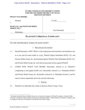 Case 4:20-Cv-02120 Document 1 Filed on 06/16/20 in TXSD Page 1 of 7